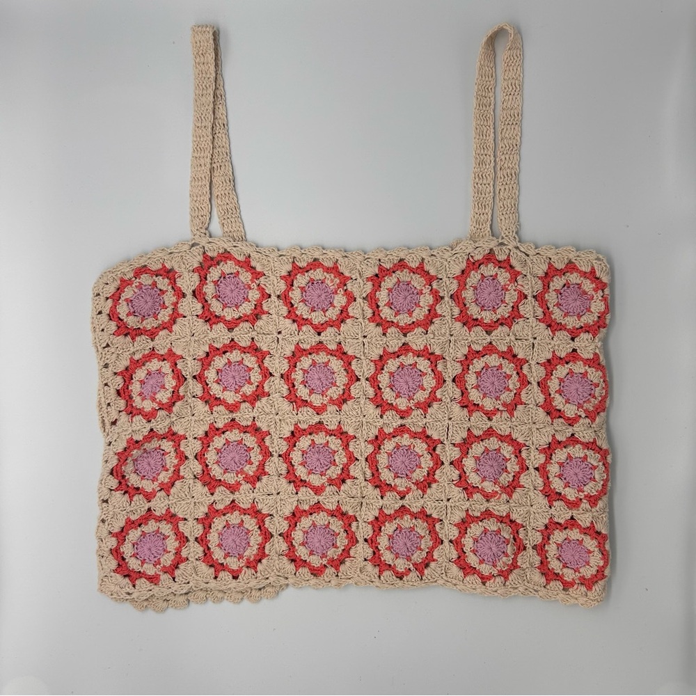 Crochet Floral Tank Top Size Small